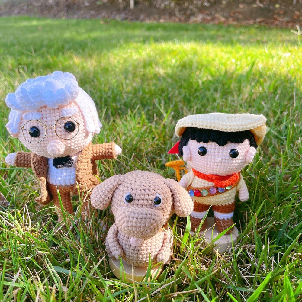 Up Movie Crochet Doll Set | Handmade Amigurumi Carl, Russell & Dug Plush